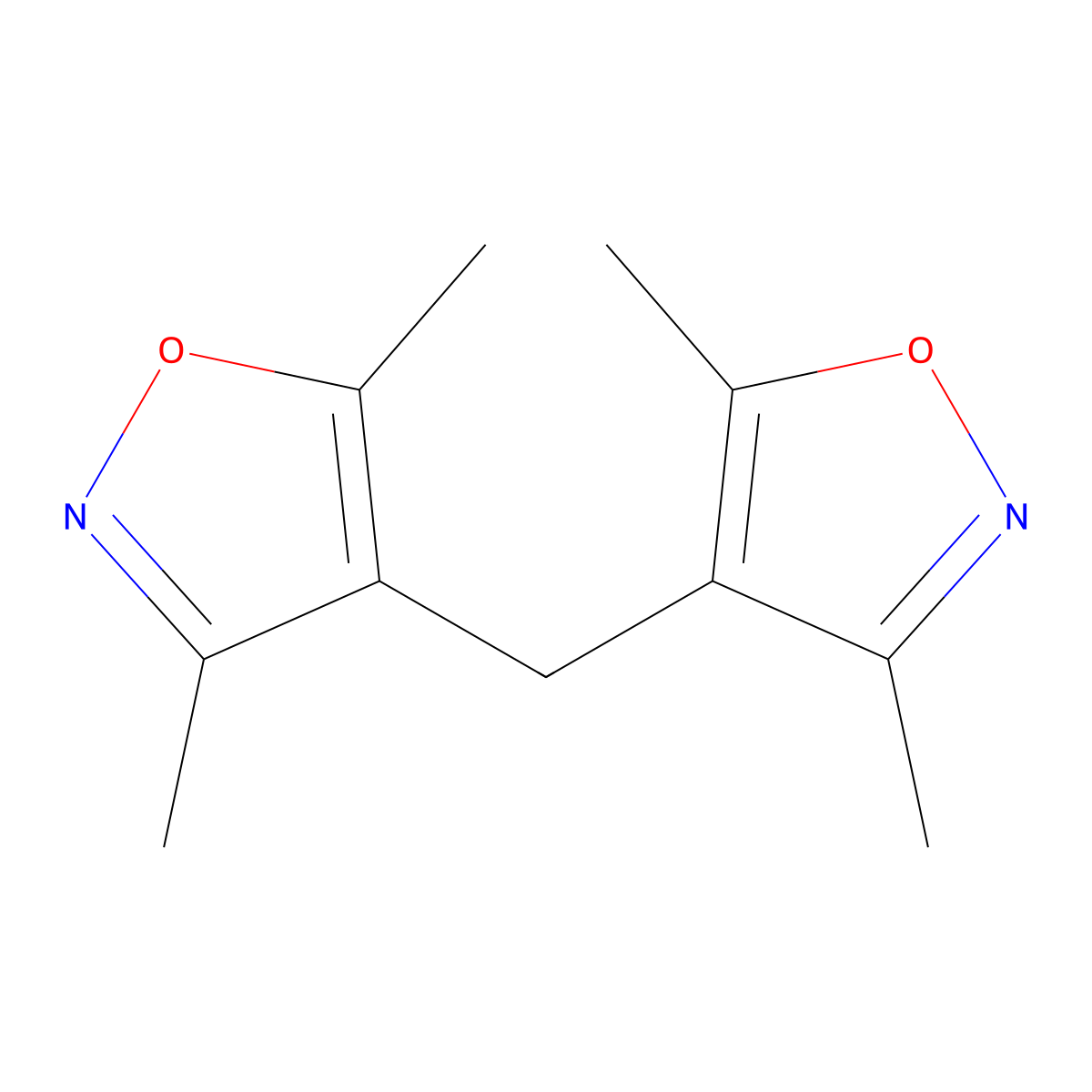 Isoxazole, 4,4'-methylenebis[3,5-dimethyl- molecular structure, CAS 23075-86-7