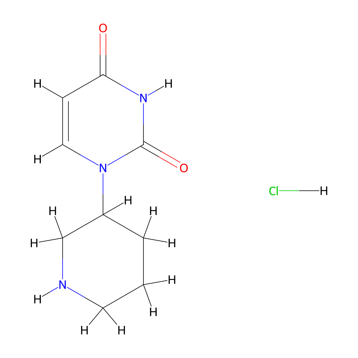 1-(Piperidin-3-yl)-1,2,3,4-tetrahydropyrimidine-2,4-dione hydrochloride molecular structure, CAS 2307552-62-9