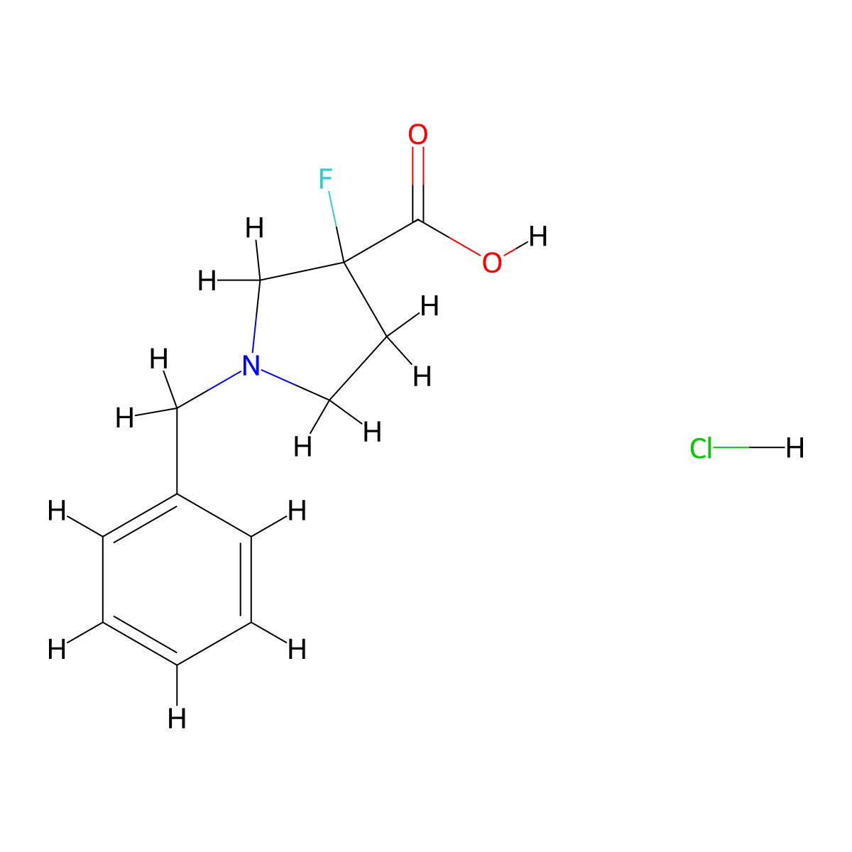 1-Benzyl-3-fluoropyrrolidine-3-carboxylic acid hydrochloride molecular structure, CAS 2307552-72-1