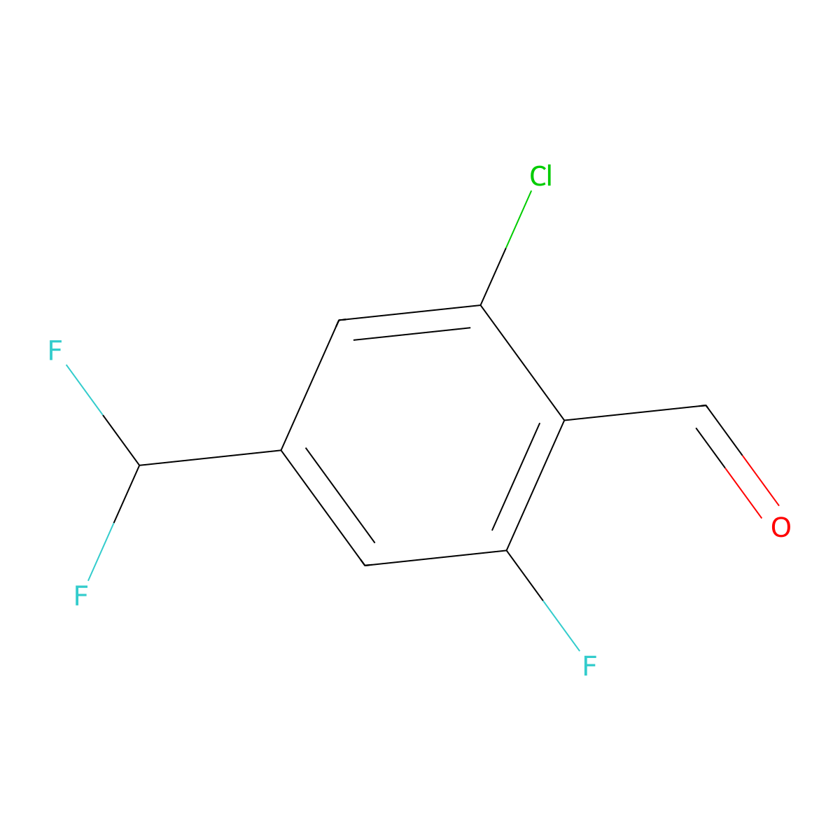 2-Chloro-4-(difluoromethyl)-6-fluorobenzaldehyde molecular structure, CAS 2307552-77-6