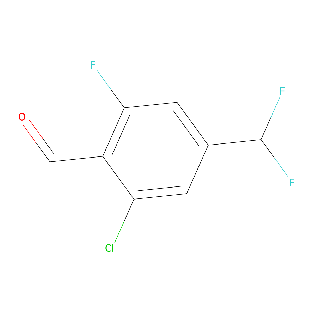 2-Chloro-4-(difluoromethyl)-6-fluorobenzaldehyde molecular structure, CAS 2307552-77-6