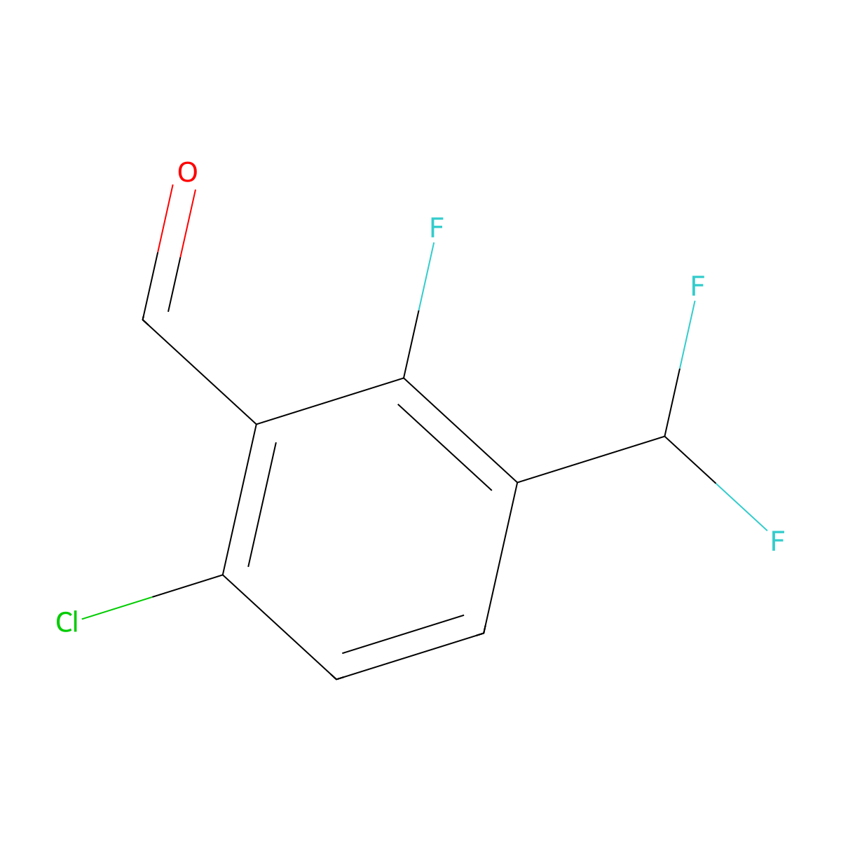 6-Chloro-3-(difluoromethyl)-2-fluorobenzaldehyde molecular structure, CAS 2307552-83-4