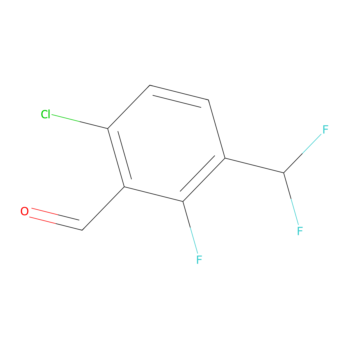 6-Chloro-3-(difluoromethyl)-2-fluorobenzaldehyde molecular structure, CAS 2307552-83-4