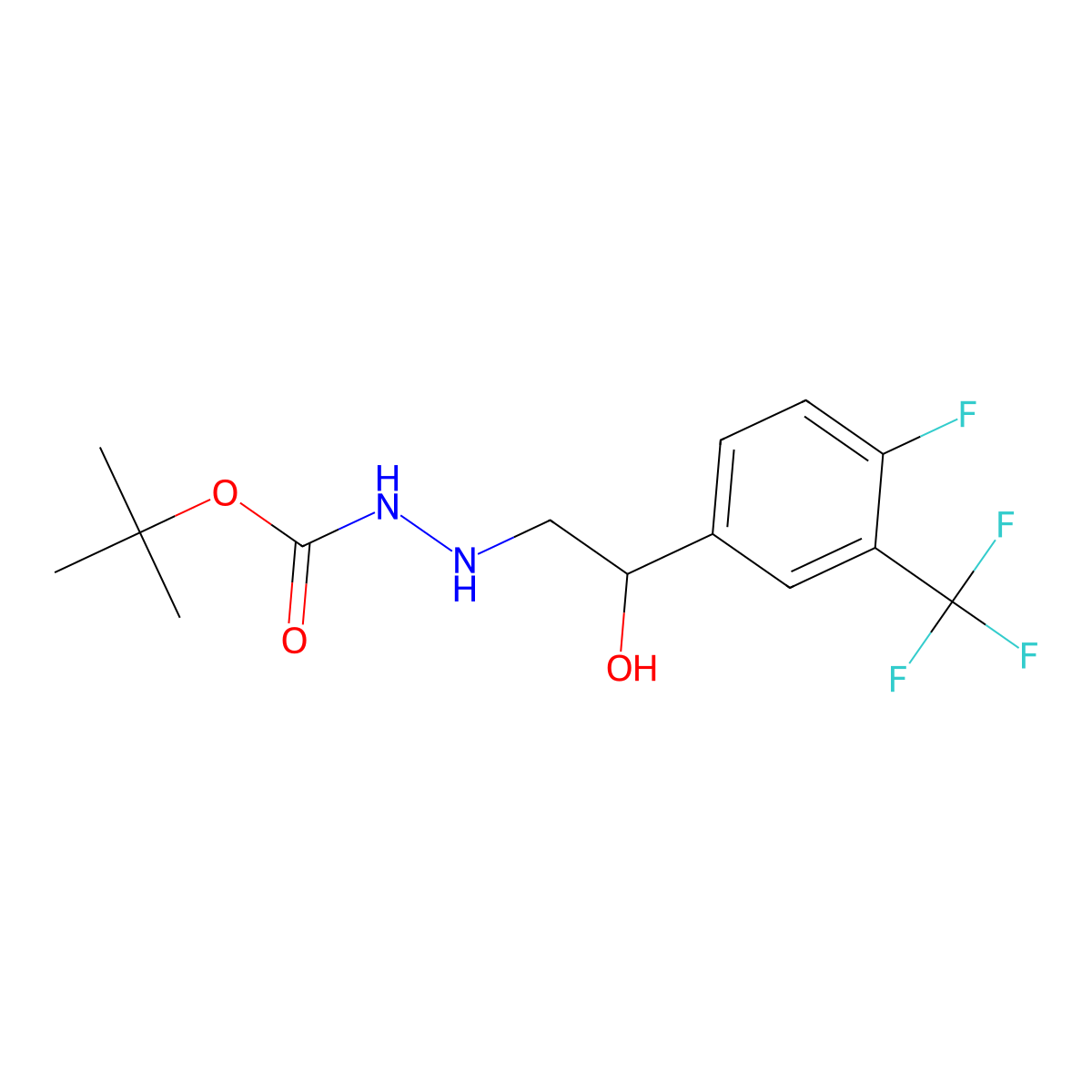 tert-Butyl N-[[2-[4-fluoro-3-(trifluoromethyl)phenyl]-2-hydroxy-ethyl]amino]carbamate molecular structure, CAS 2307552-88-9