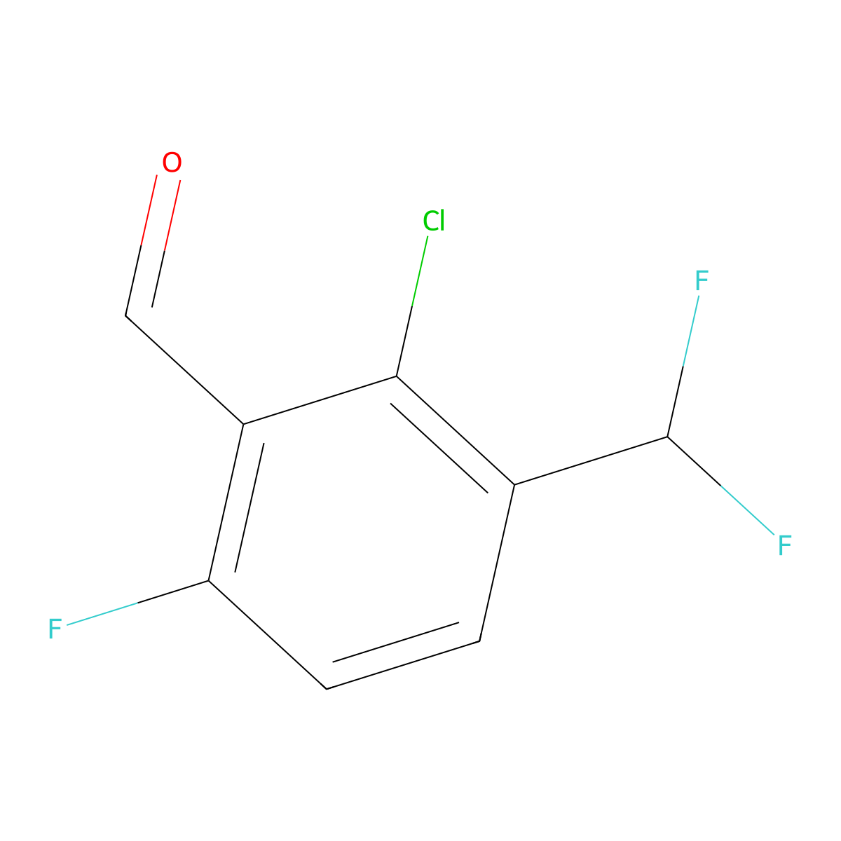 2-Chloro-3-(difluoromethyl)-6-fluorobenzaldehyde molecular structure, CAS 2307552-93-6