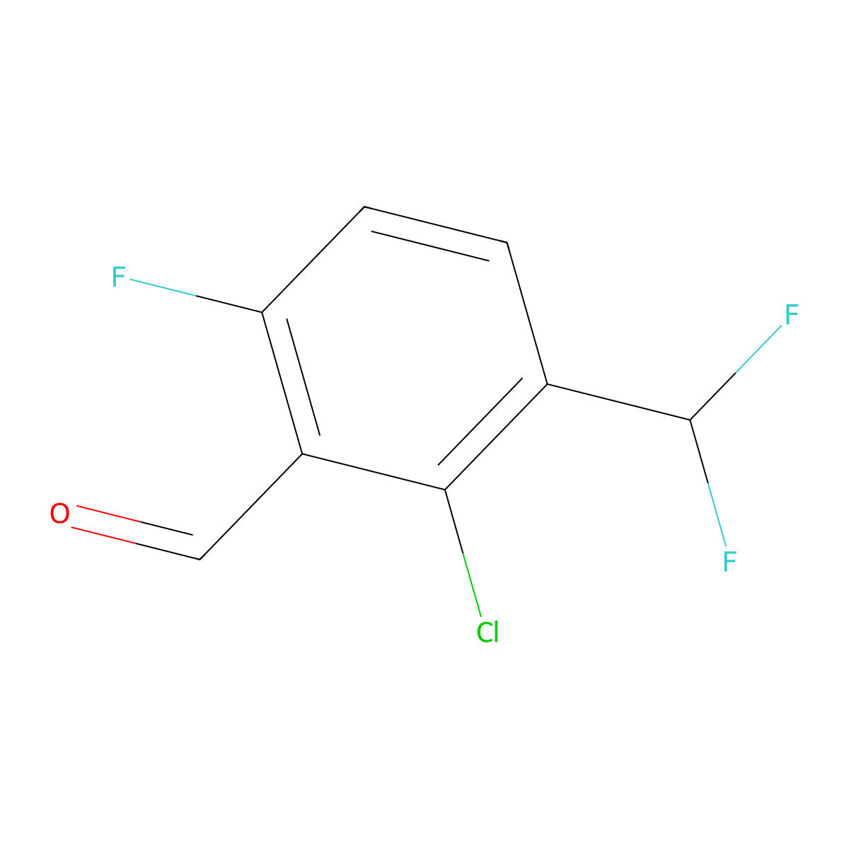 2-Chloro-3-(difluoromethyl)-6-fluorobenzaldehyde molecular structure, CAS 2307552-93-6