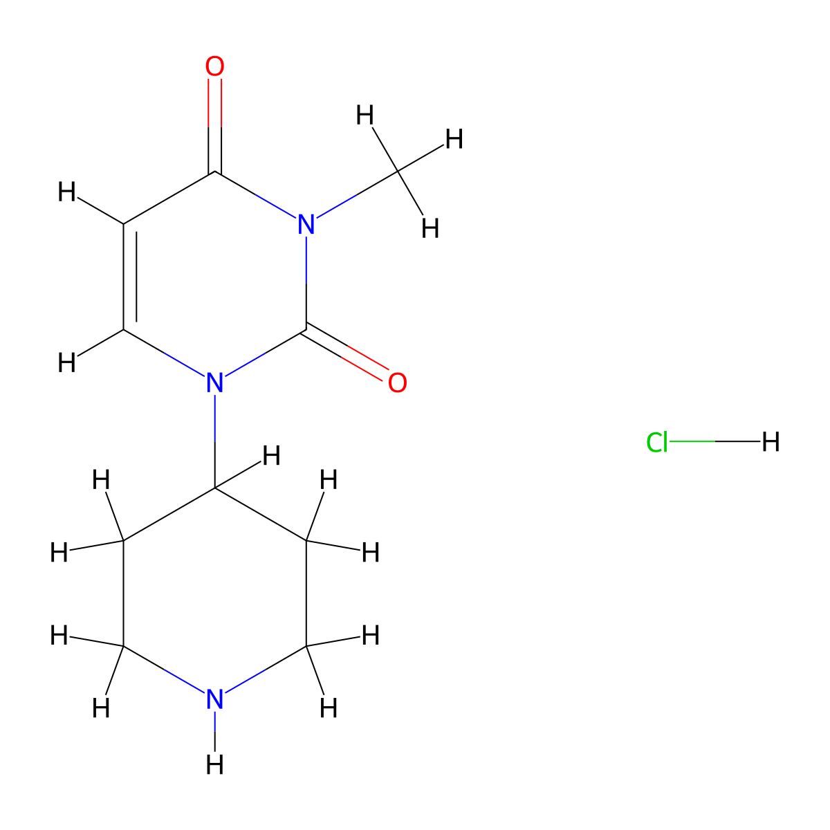 3-Methyl-1-(piperidin-4-yl)pyrimidine-2,4(1H,3H)-dione hydrochloride molecular structure, CAS 2307553-08-6