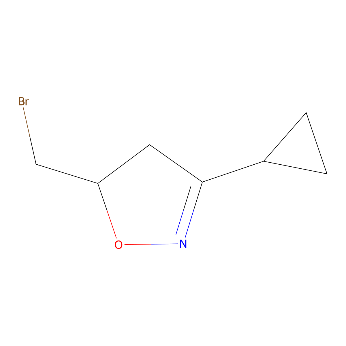 5-(Bromomethyl)-3-cyclopropyl-4,5-dihydro-1,2-oxazole molecular structure, CAS 2307553-09-7