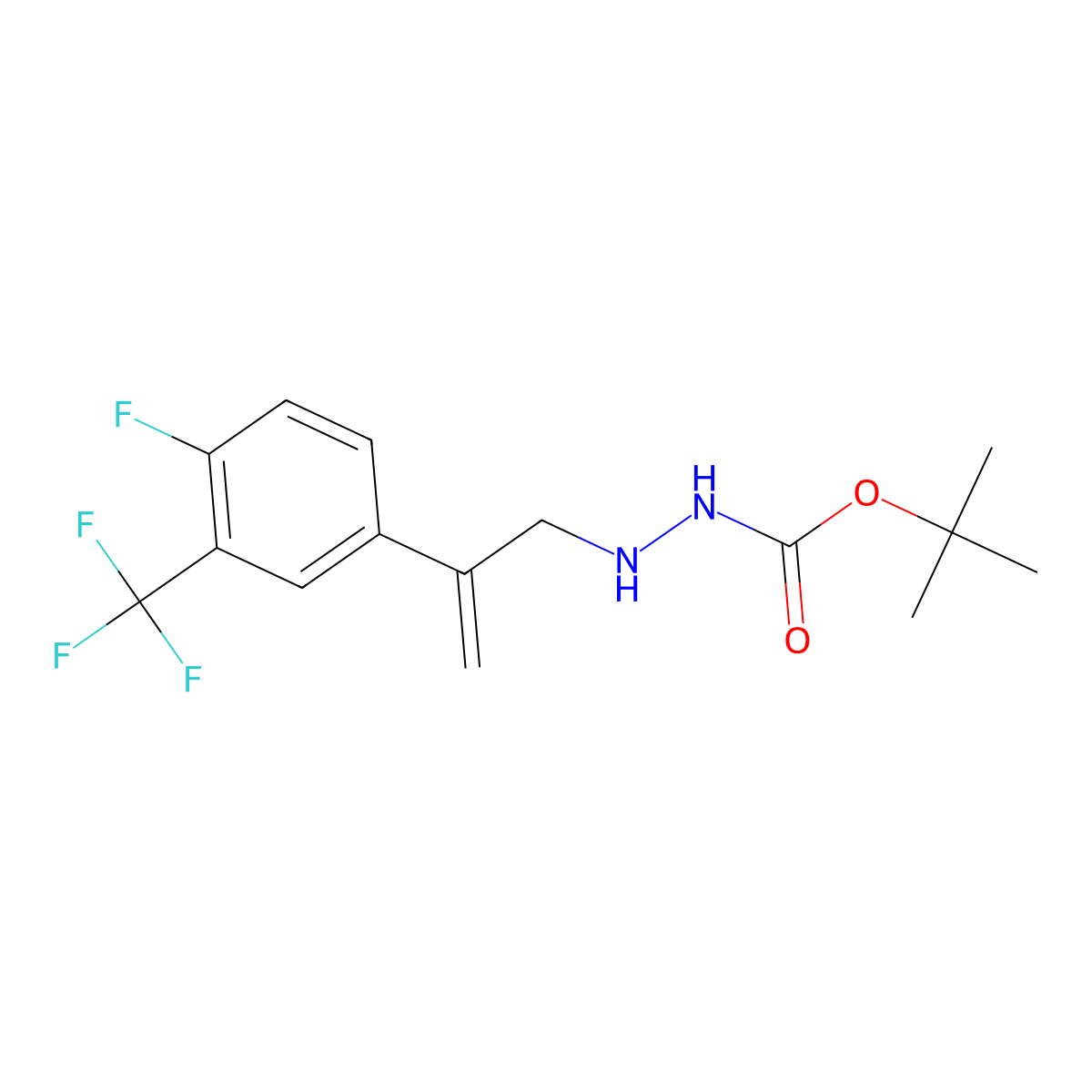 tert-Butyl N-[2-[4-fluoro-3-(trifluoromethyl)phenyl]allylamino]carbamate molecular structure, CAS 2307553-15-5