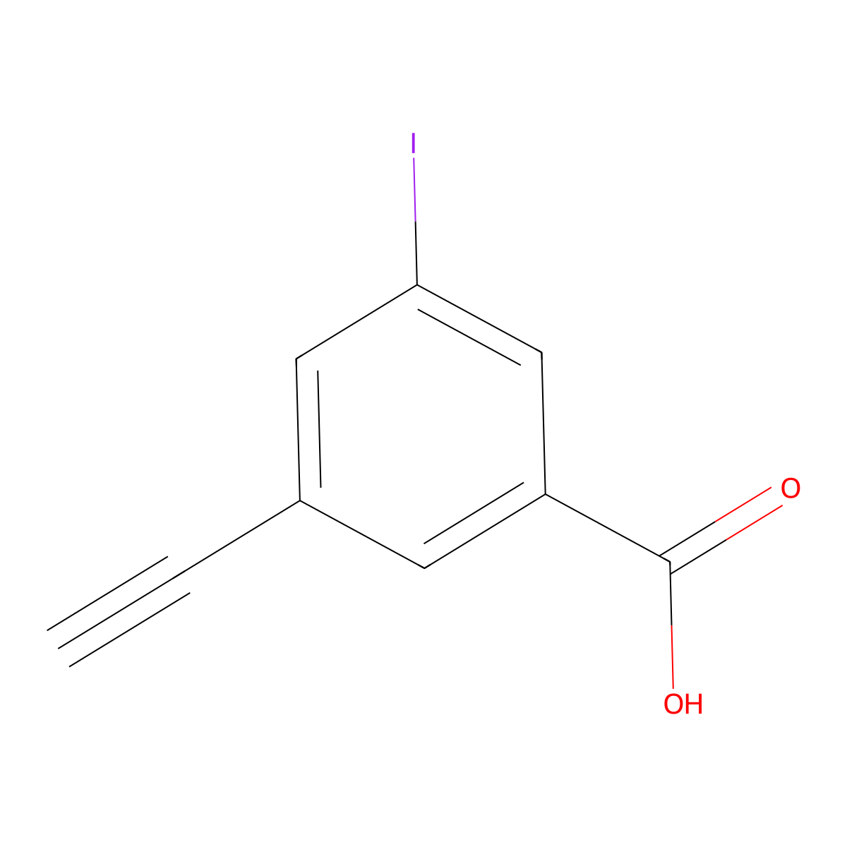 3-Ethynyl-5-iodobenzoic acid molecular structure, CAS 2307590-62-9