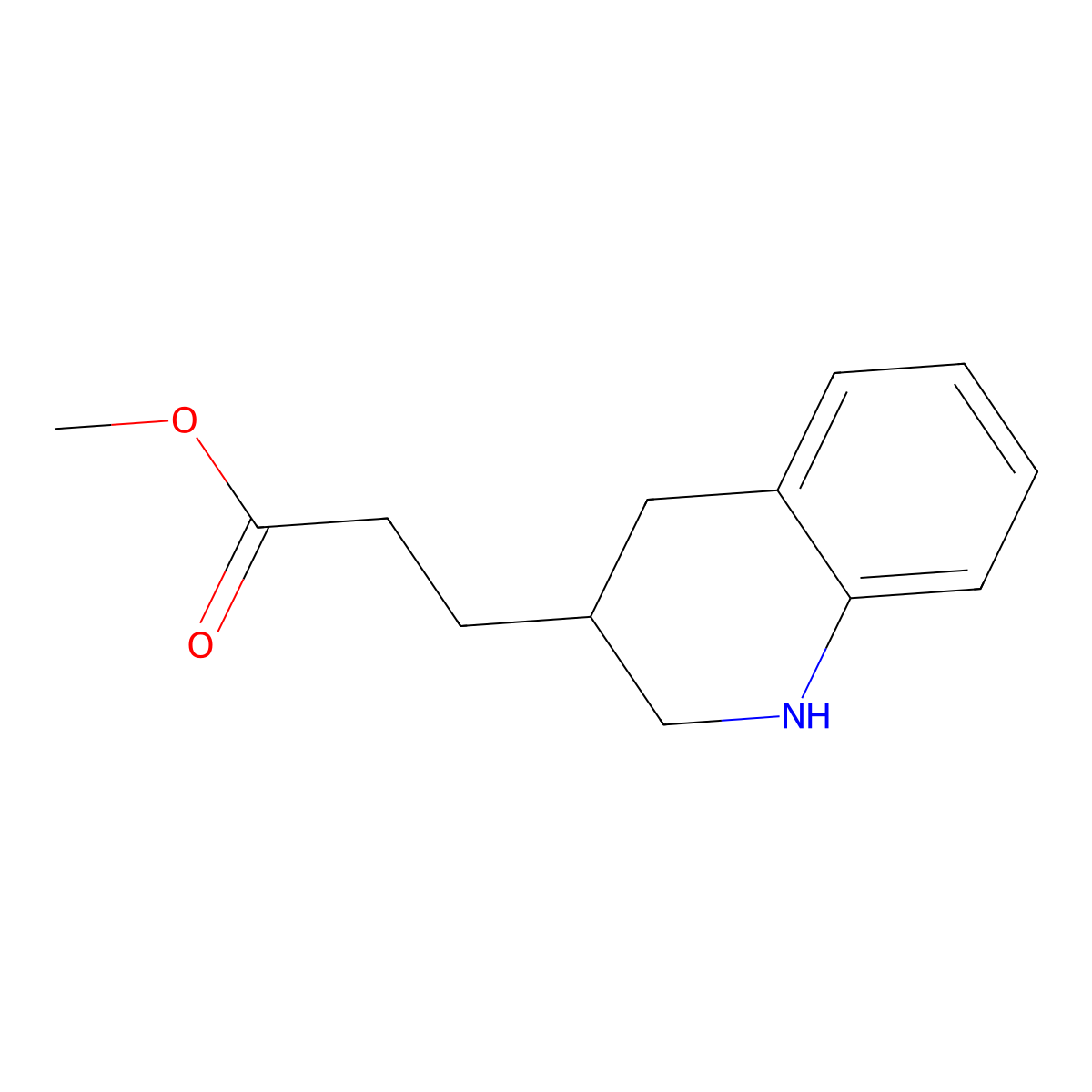 Methyl 3-(1,2,3,4-tetrahydroquinolin-3-yl)propanoate molecular structure, CAS 23076-86-0