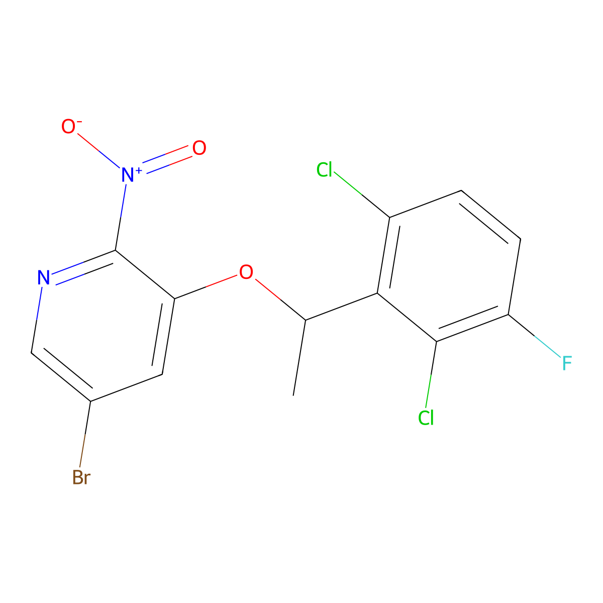 5-Bromo-3-[1-(2,6-dichloro-3-fluorophenyl)ethoxy]-2-nitropyridine molecular structure, CAS 2307671-05-0