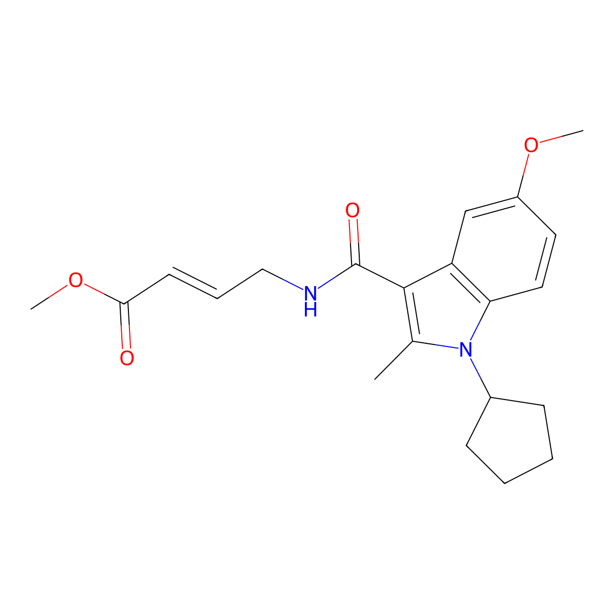 methyl 4-[(1-cyclopentyl-5-methoxy-2-methyl-1H-indol-3-yl)formamido]but-2-enoate molecular structure, CAS 2307694-90-0