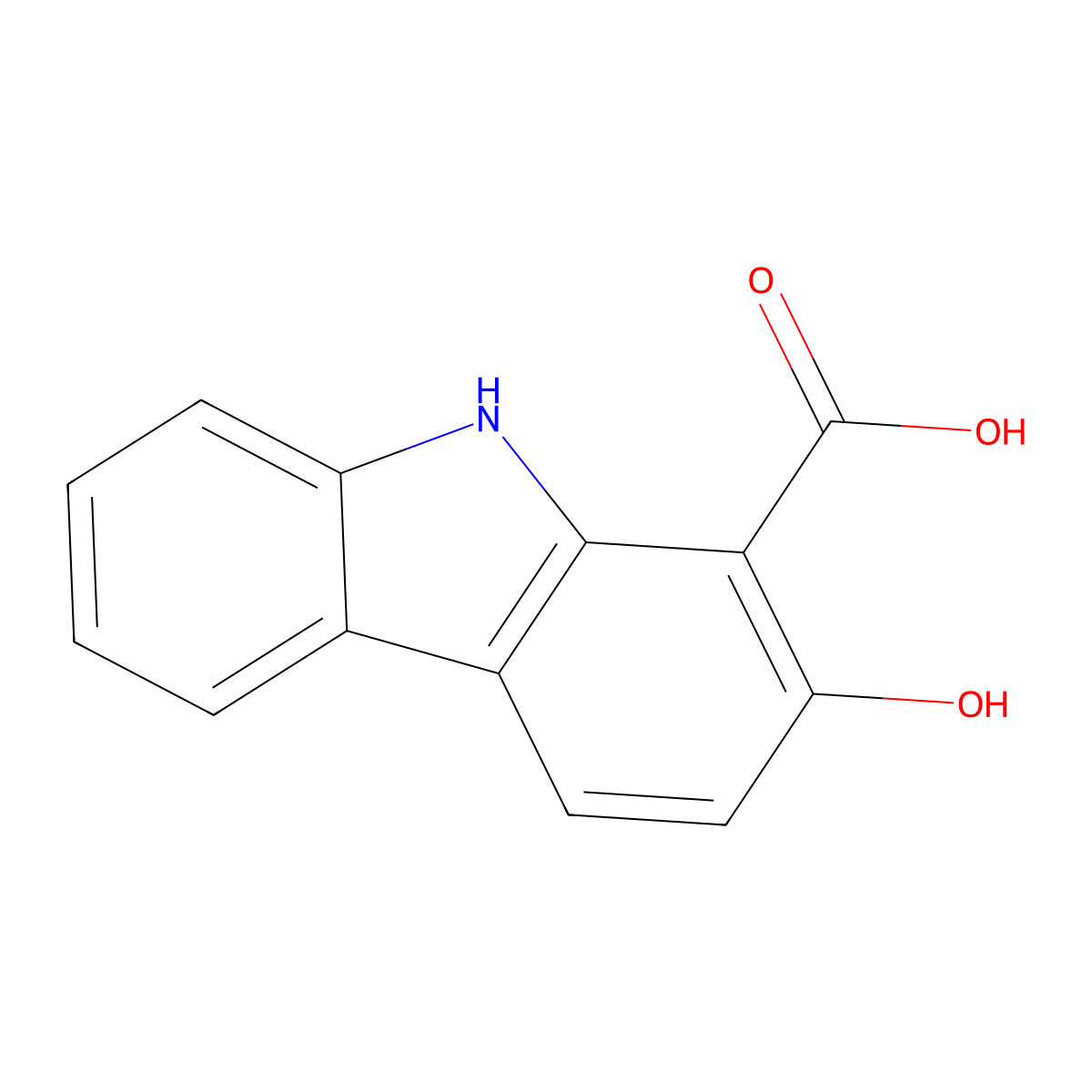 2-hydroxy-9H-carbazole-1-carboxylic acid molecular structure, CAS 23077-32-9