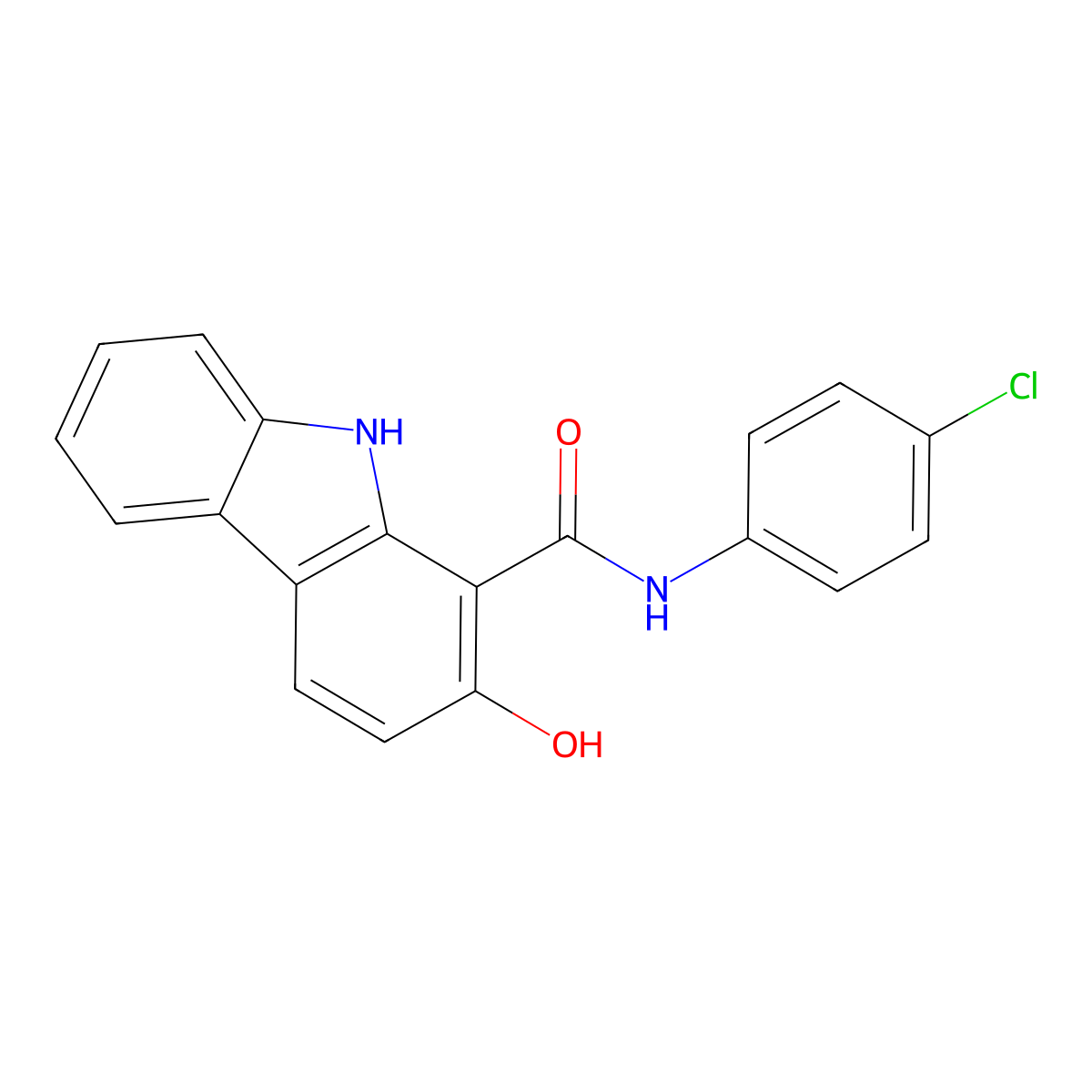 9H-Carbazole-1-carboxamide, N-(4-chlorophenyl)-2-hydroxy- molecular structure, CAS 23077-61-4