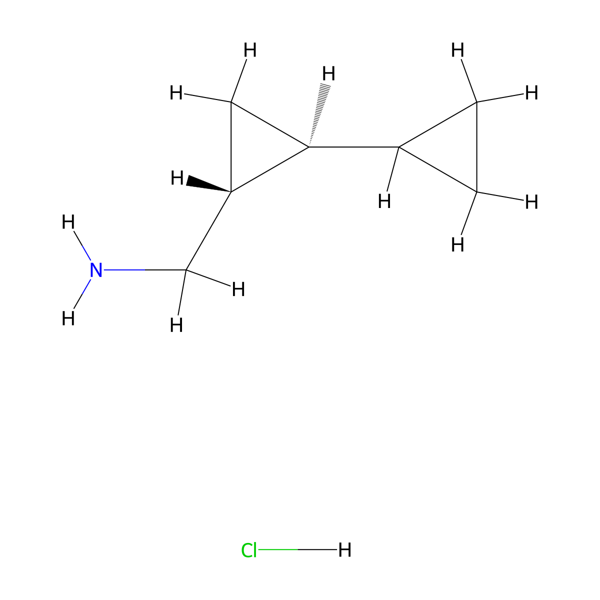 rac-((1R,2S)-2-cyclopropylcyclopropyl)methanamine hydrochloride molecular structure, CAS 2307731-25-3