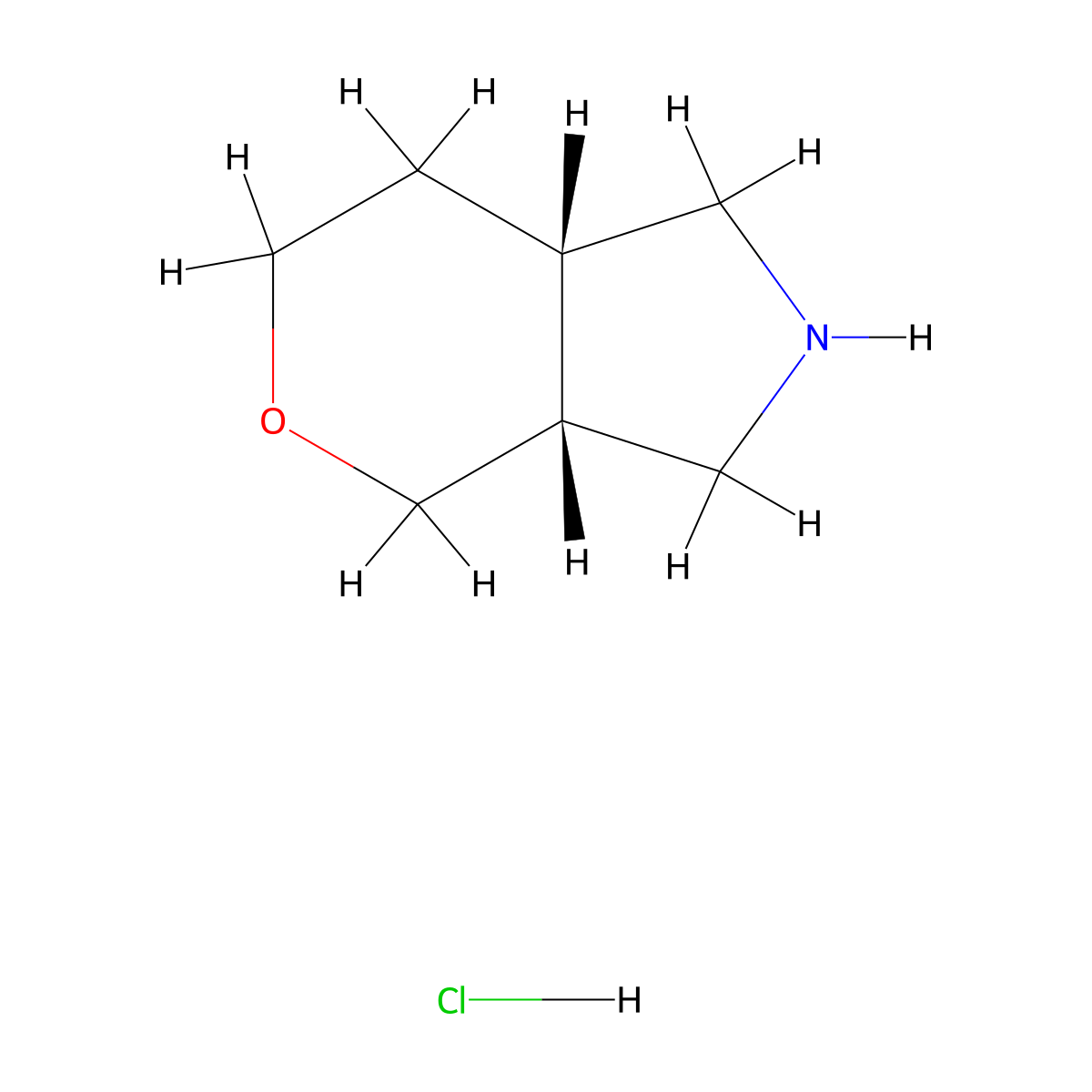 rac-(3aR,7aS)-octahydropyrano[3,4-c]pyrrole hydrochloride molecular structure, CAS 2307731-43-5