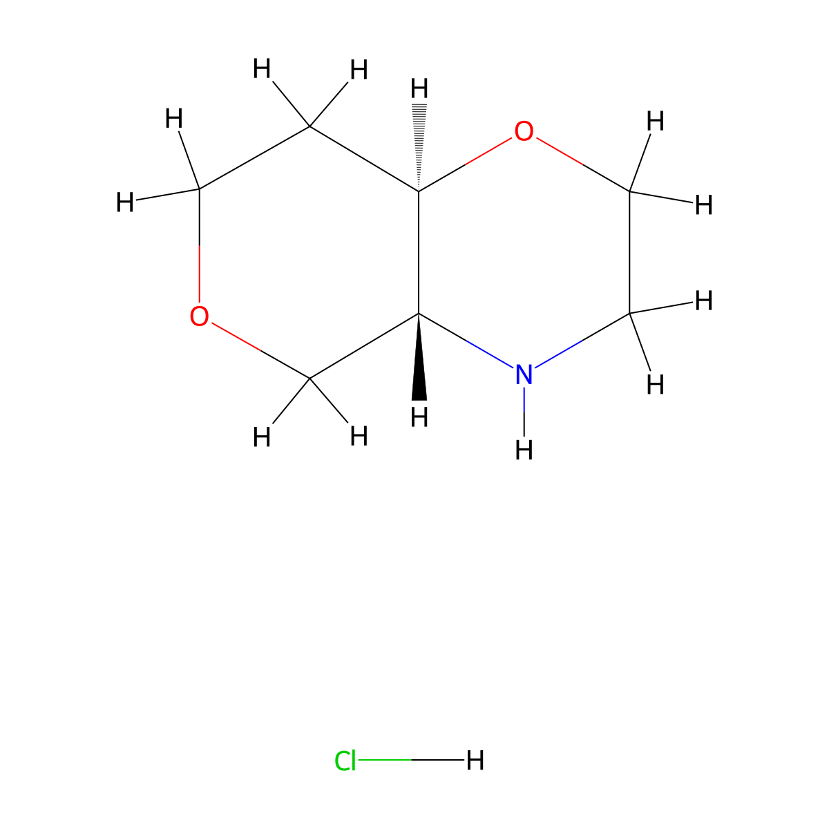 rac-(4aR,8aR)-octahydropyrano(4,3-b)(1,4)oxazine hydrochloride molecular structure, CAS 2307732-20-1