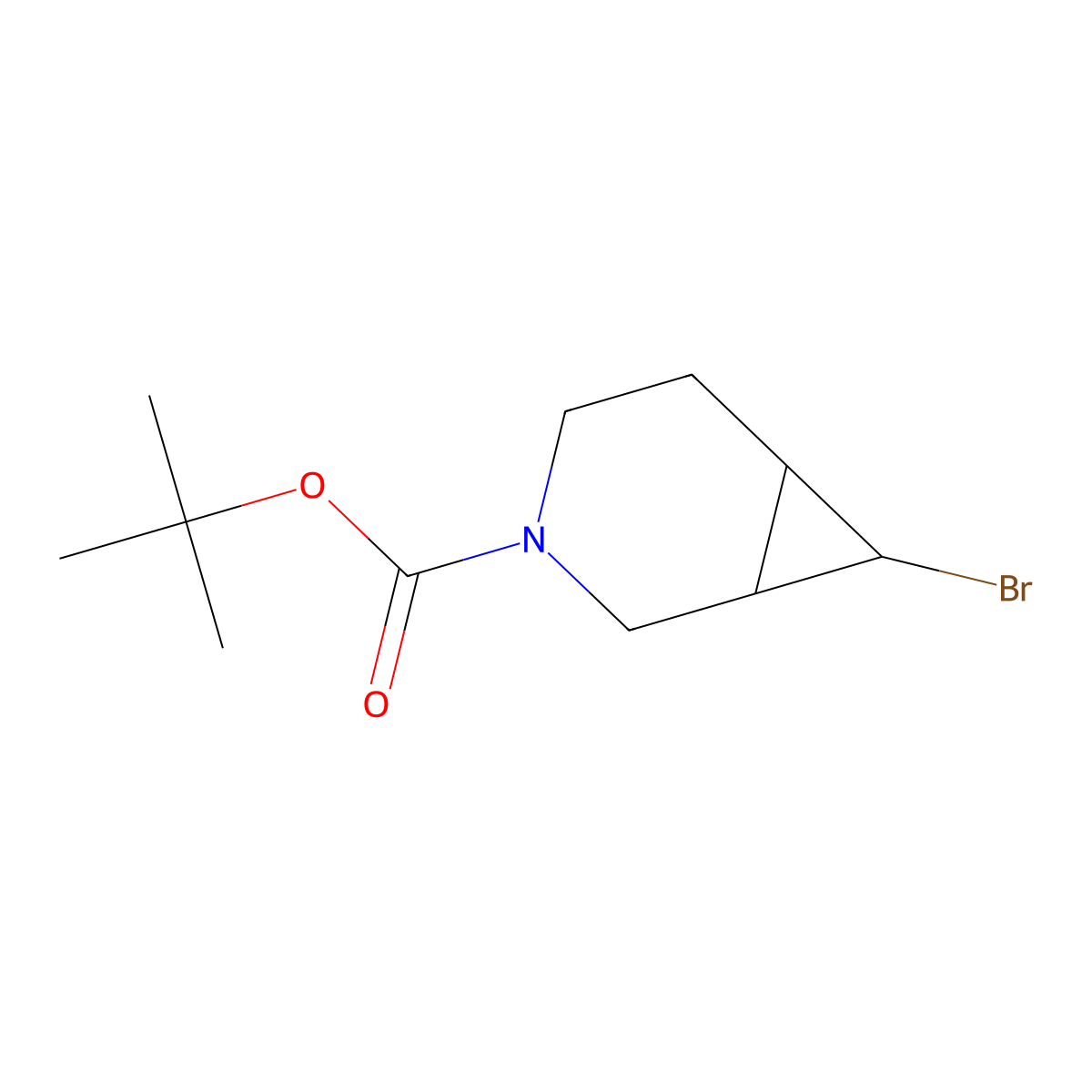 rac-tert-butyl (1R,6R,7S)-7-bromo-3-azabicyclo[4.1.0]heptane-3-carboxylate molecular structure, CAS 2307733-04-4
