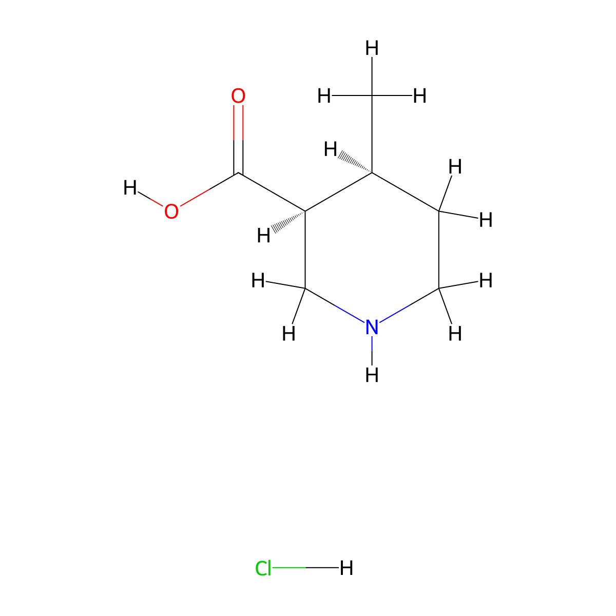 rac-(3R,4R)-4-methylpiperidine-3-carboxylic acid hydrochloride molecular structure, CAS 2307733-58-8