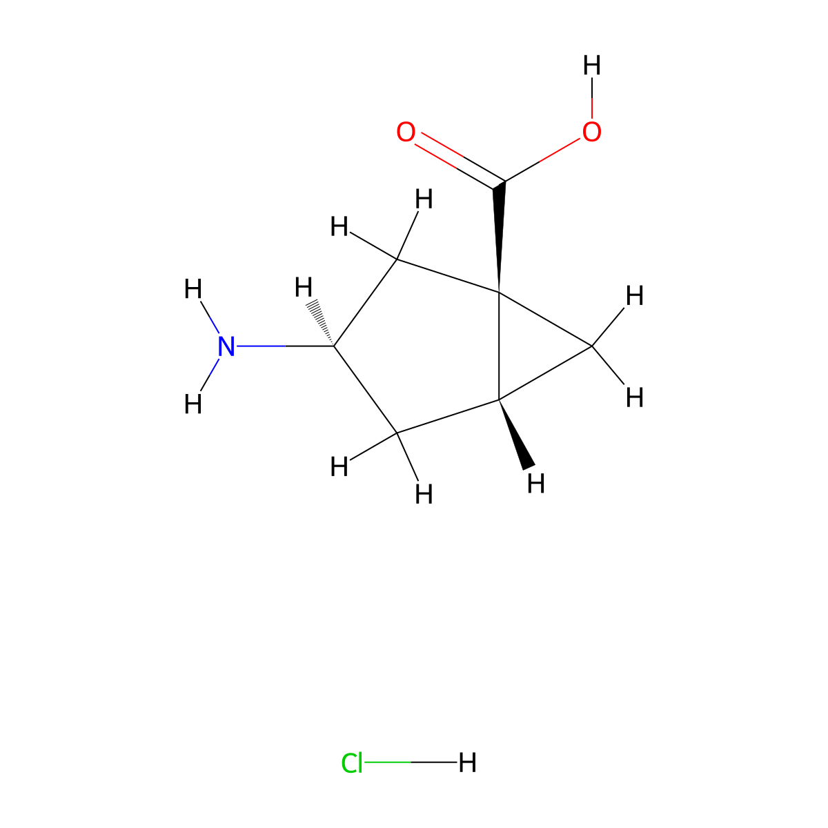 rac-(1R,3R,5R)-3-aminobicyclo[3.1.0]hexane-1-carboxylic acid hydrochloride molecular structure, CAS 2307733-71-5