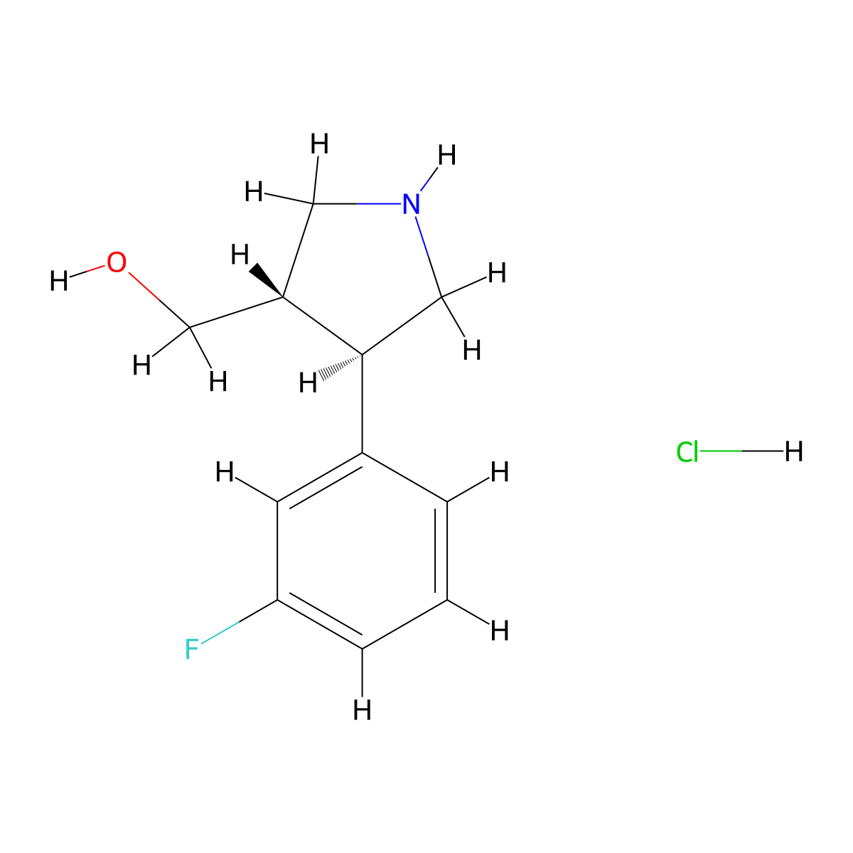 rac-((3R,4S)-4-(3-fluorophenyl)pyrrolidin-3-yl)methanol hydrochloride molecular structure, CAS 2307734-51-4