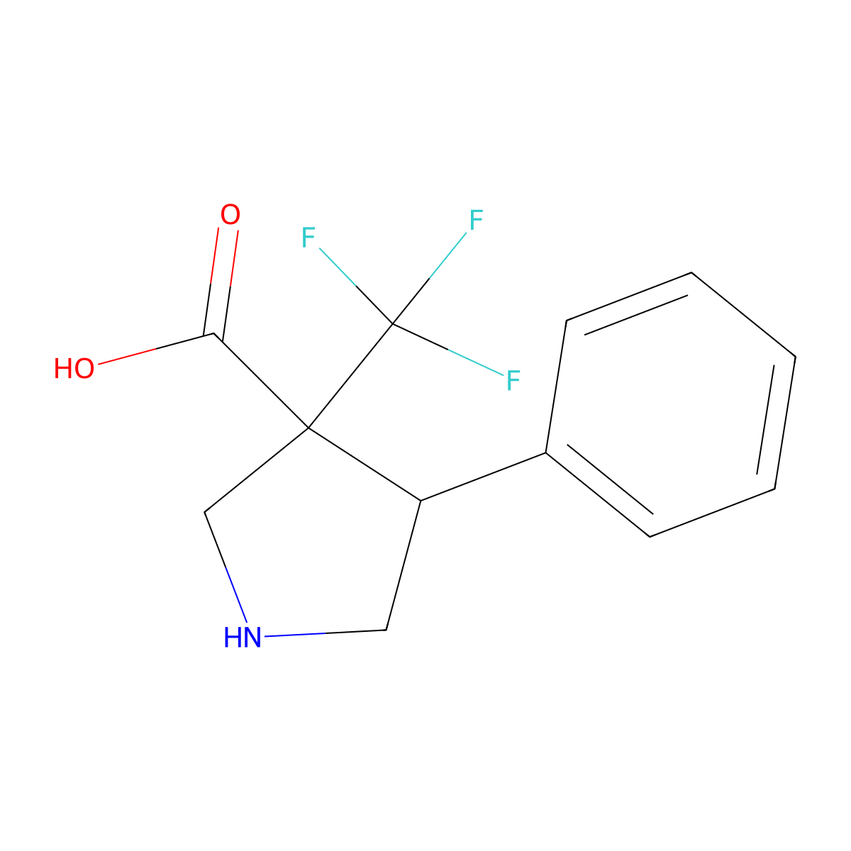rac-(3R,4S)-4-phenyl-3-(trifluoromethyl)pyrrolidine-3-carboxylic acid molecular structure, CAS 2307734-96-7