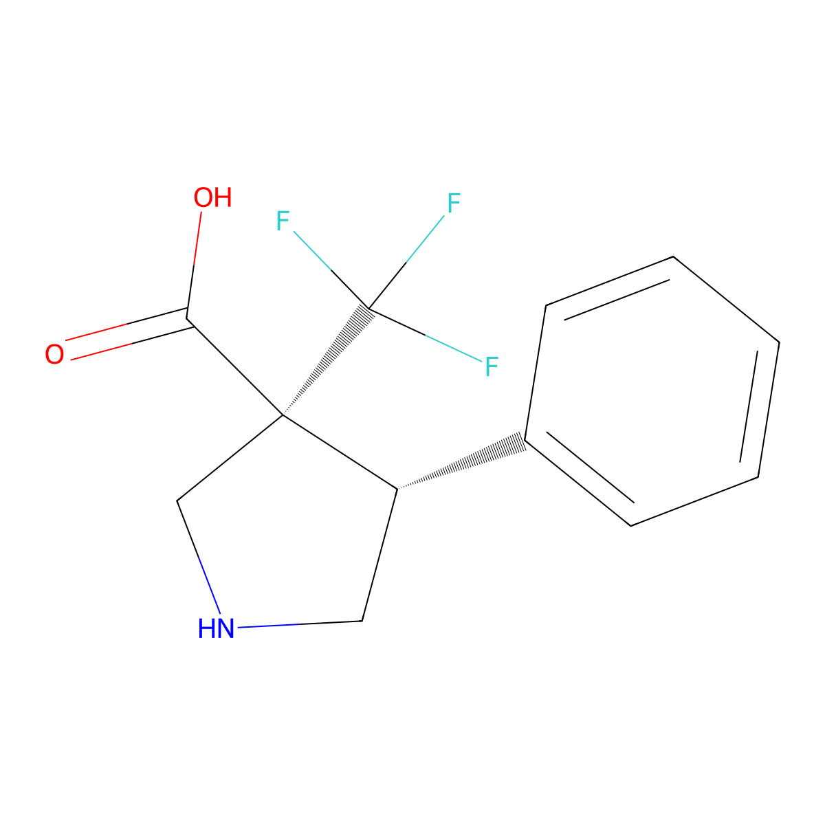 rac-(3R,4S)-4-phenyl-3-(trifluoromethyl)pyrrolidine-3-carboxylic acid molecular structure, CAS 2307734-96-7