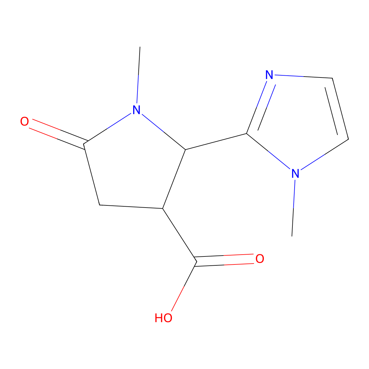 rac-(2R,3R)-1-methyl-2-(1-methyl-1H-imidazol-2-yl)-5-oxopyrrolidine-3-carboxylic acid molecular structure, CAS 2307735-99-3