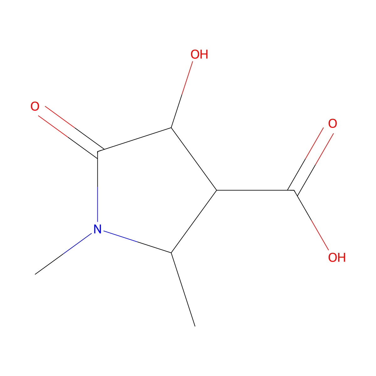 (2S,3S,4S)-4-hydroxy-1,2-dimethyl-5-oxopyrrolidine-3-carboxylic acid molecular structure, CAS 2307736-23-6