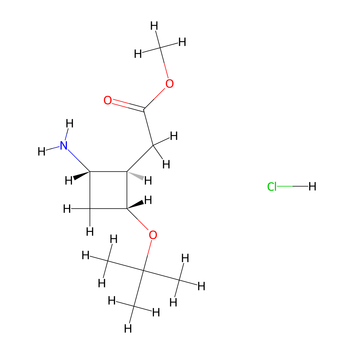 rac-methyl2-[(1S,2R,4S)-2-amino-4-(tert-butoxy)cyclobutyl]acetatehydrochloride molecular structure, CAS 2307736-94-1