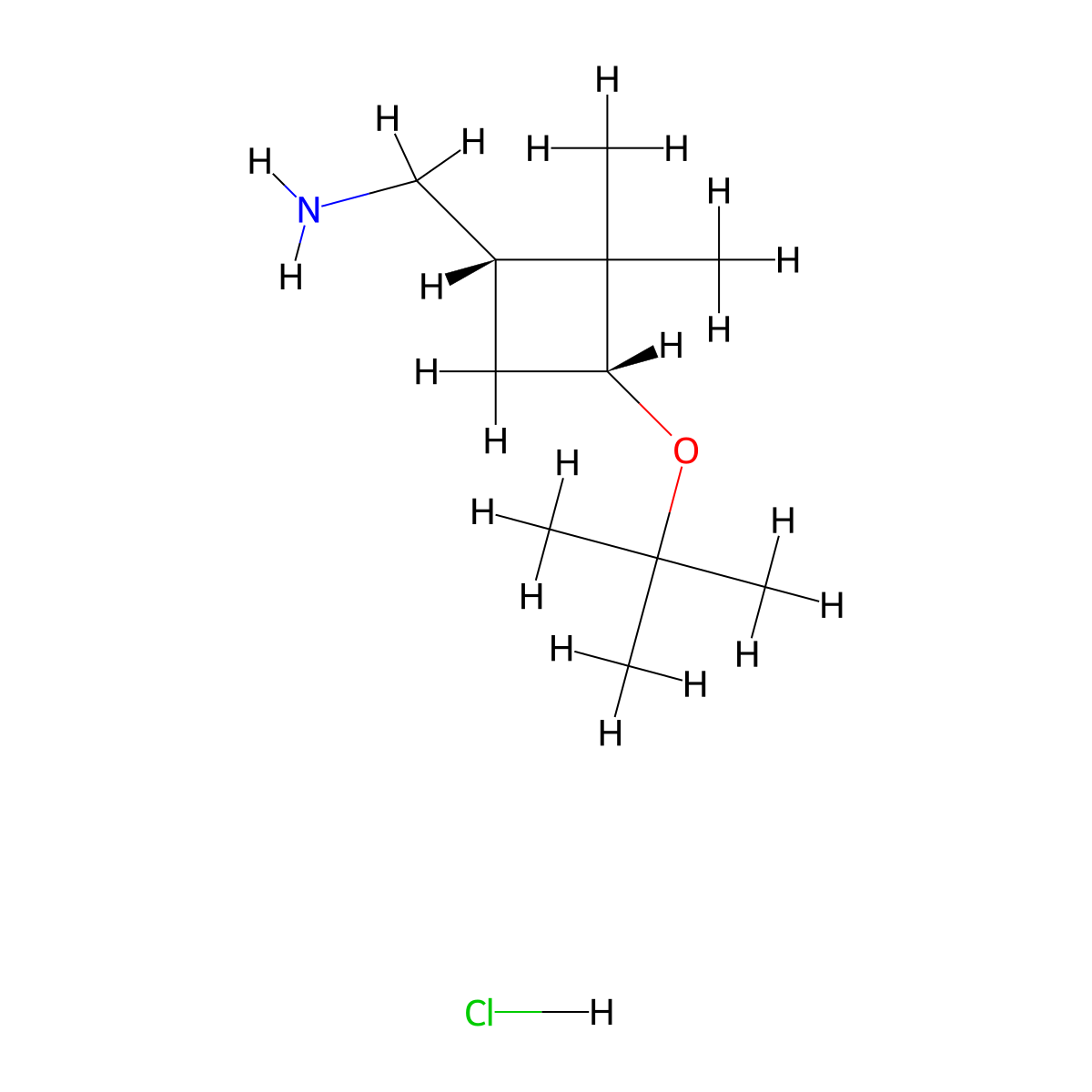 rac-((1R,3S)-3-(tert-butoxy)-2,2-dimethylcyclobutyl)methanamine hydrochloride molecular structure, CAS 2307736-97-4