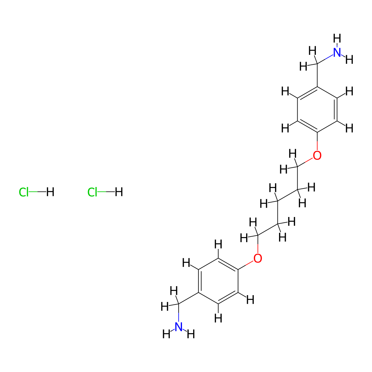 [4-[5-[4-(Aminomethyl)phenoxy]pentoxy]phenyl]methanamine;dihydrochloride molecular structure, CAS 2307737-46-6