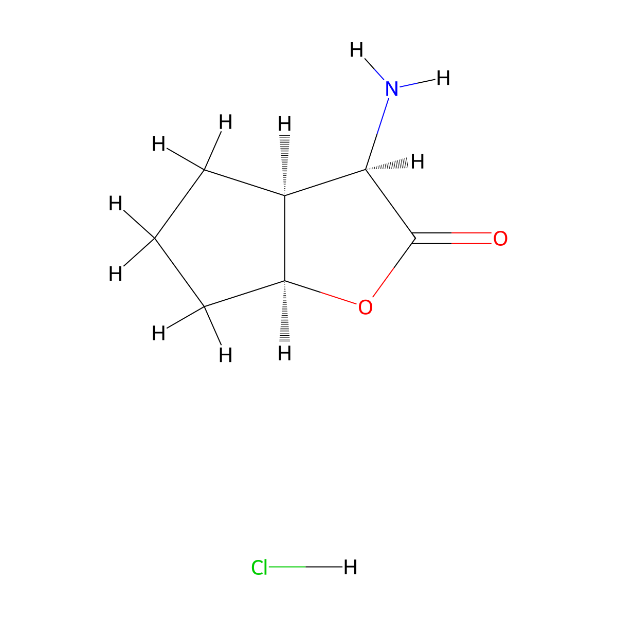 rac-(3R,3aS,6aS)-3-amino-hexahydro-2H-cyclopenta[b]furan-2-one hydrochloride molecular structure, CAS 2307737-95-5