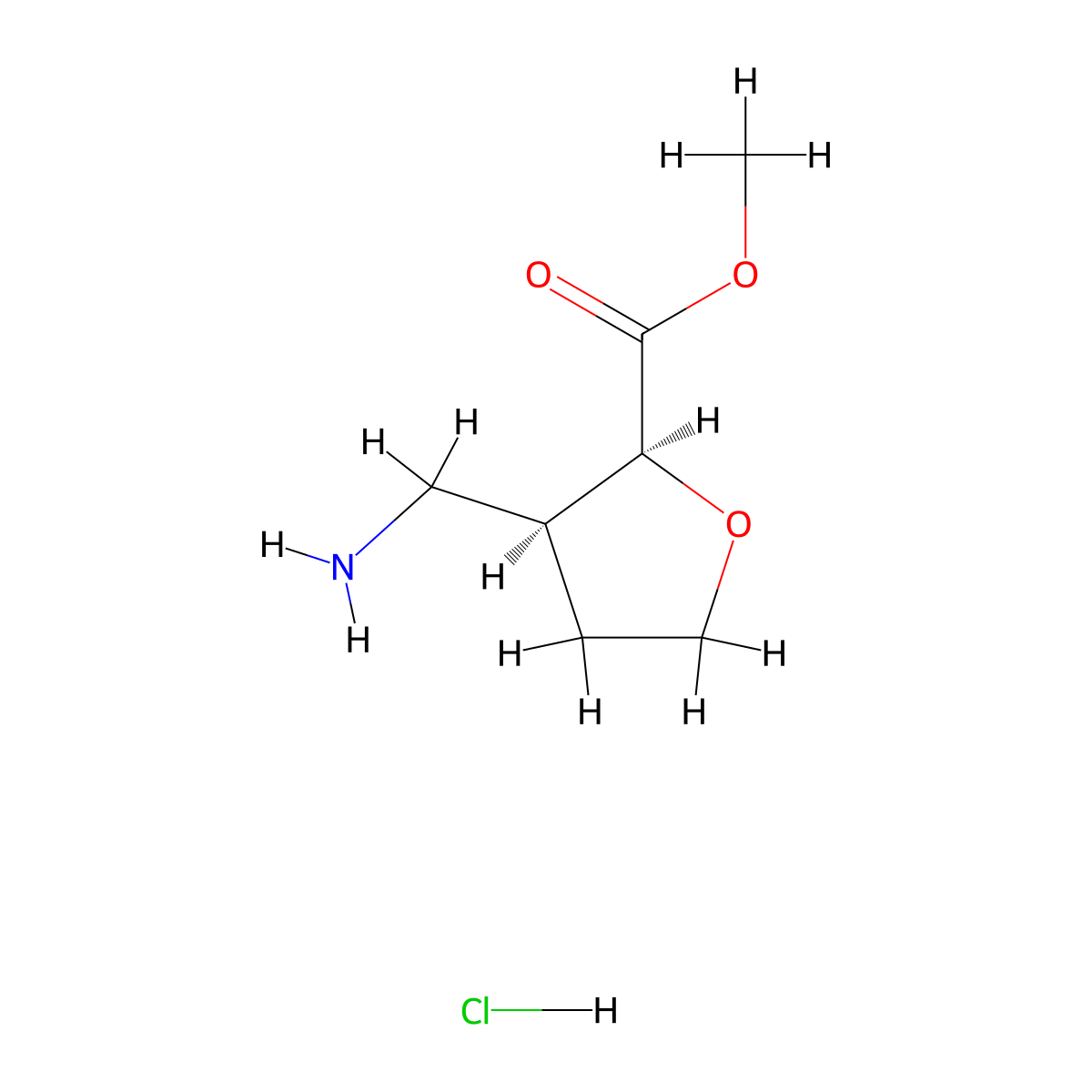 methyl (2S,3S)-3-(aminomethyl)oxolane-2-carboxylate;hydrochloride molecular structure, CAS 2307738-50-5