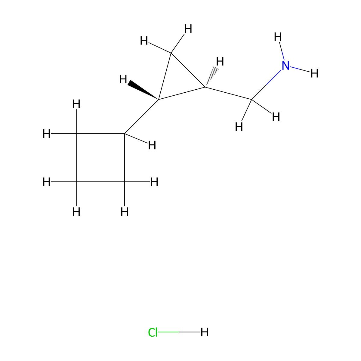 rac-((1R,2S)-2-cyclobutylcyclopropyl)methanamine hydrochloride molecular structure, CAS 2307738-61-8