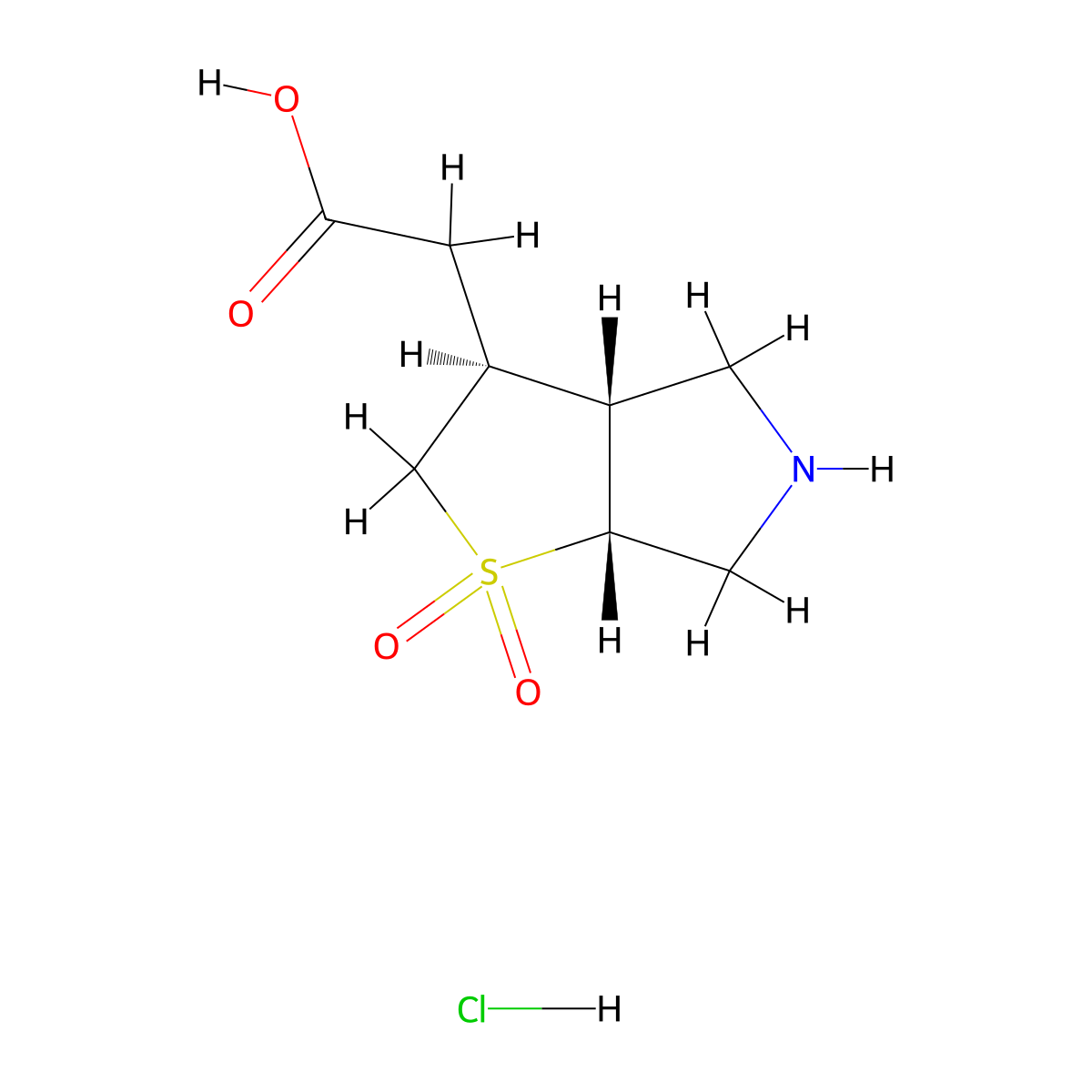 rac-2-[(3R,3aS,6aS)-1,1-dioxo-hexahydro-2H-1lambda6-thieno[2,3-c]pyrrol-3-yl]aceticacidhydrochloride molecular structure, CAS 2307739-14-4