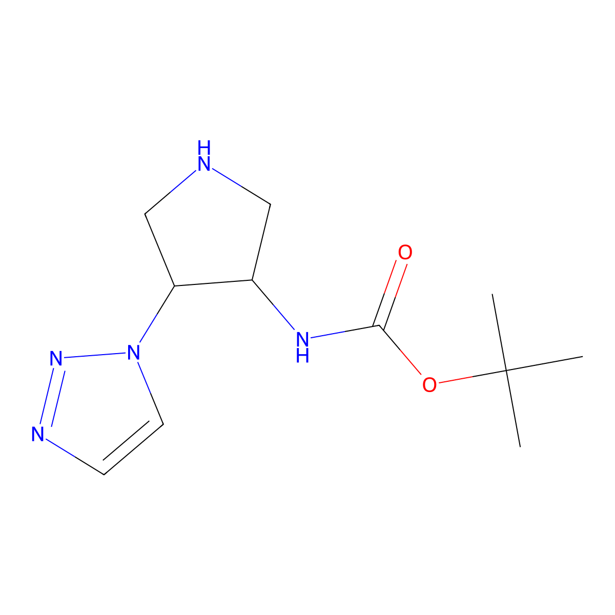 Rac-tert-butyl n-[(3r,4s)-4-(1h-1,2,3-triazol-1-yl)pyrrolidin-3-yl]carbamate molecular structure, CAS 2307739-55-3