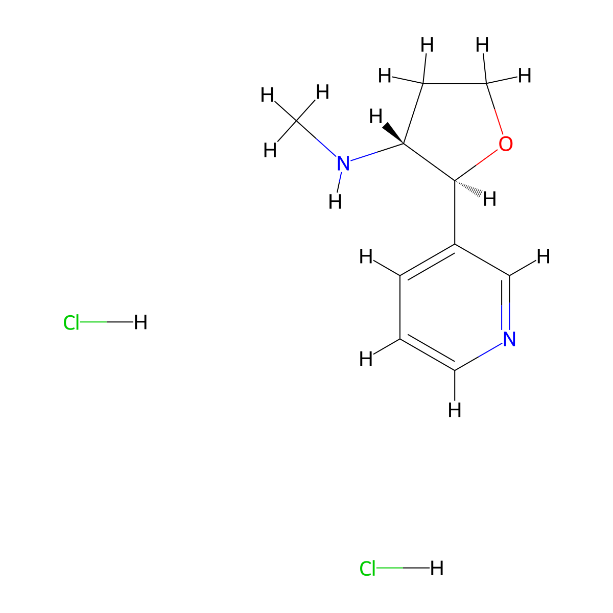 Rac-(2r,3s)-n-methyl-2-(pyridin-3-yl)oxolan-3-amine dihydrochloride molecular structure, CAS 2307739-77-9