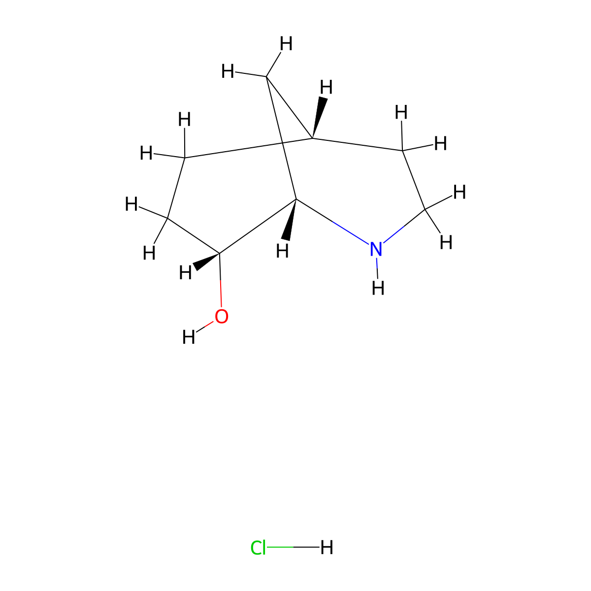 rac-(1R,5R,8S)-2-azabicyclo(3.3.1)nonan-8-ol hydrochloride molecular structure, CAS 2307740-19-6