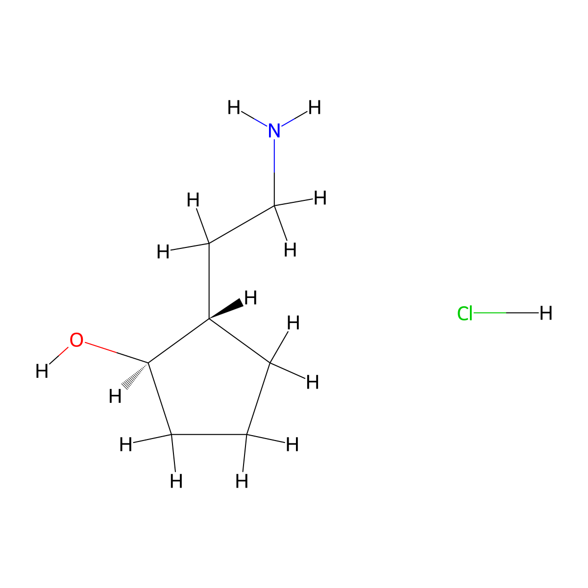 rac-(1R,2S)-2-(2-aminoethyl)cyclopentan-1-olhydrochloride molecular structure, CAS 2307747-11-9