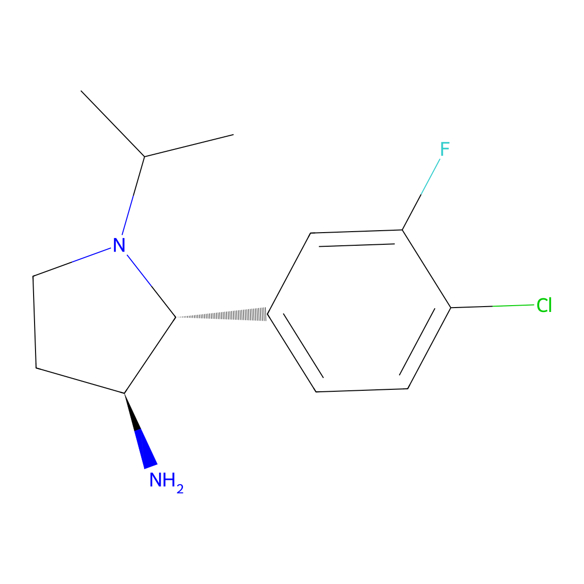 (2R,3S)-2-(4-chloro-3-fluorophenyl)-1-propan-2-ylpyrrolidin-3-amine molecular structure, CAS 2307747-46-0
