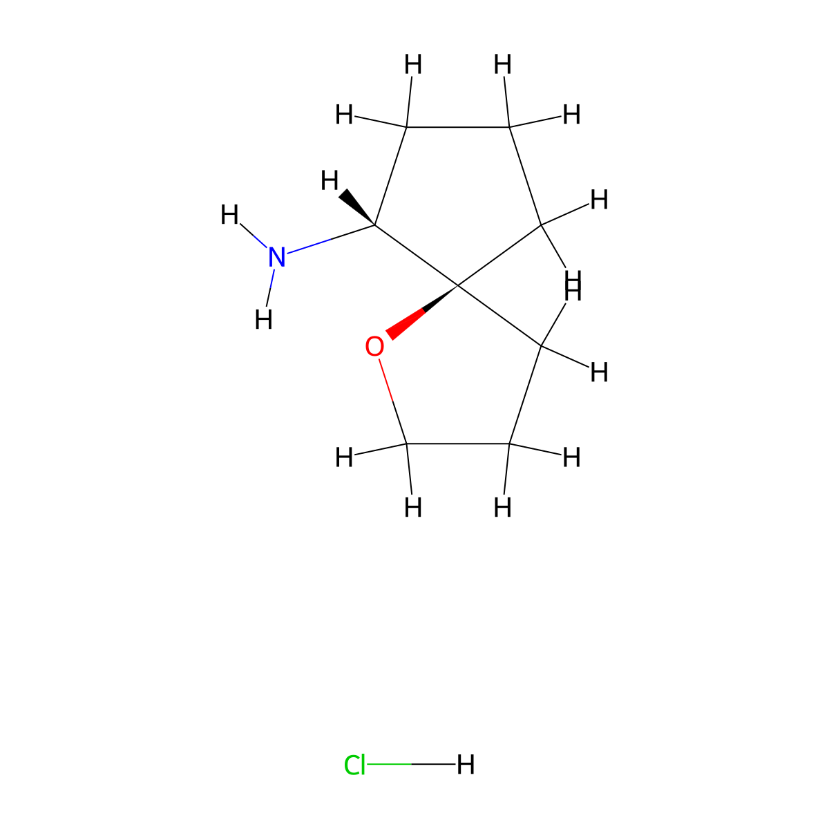 (5S,6R)-1-oxaspiro[4.4]nonan-6-amine hydrochloride molecular structure, CAS 2307747-69-7