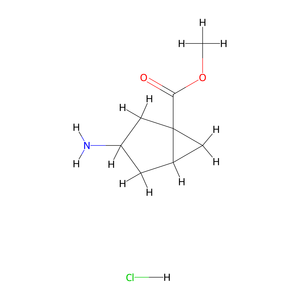 rac-methyl (1R,3R,5R)-3-aminobicyclo[3.1.0]hexane-1-carboxylate hydrochloride molecular structure, CAS 2307747-73-3