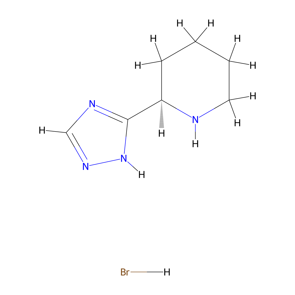 (R)-2-(1H-1,2,4-triazol-5-yl)piperidine hydrobromide molecular structure, CAS 2307748-07-6