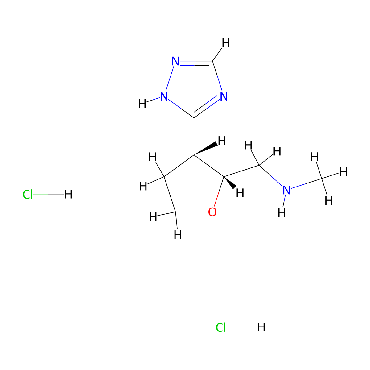rac-methyl({[(2R,3R)-3-(1H-1,2,4-triazol-5-yl)oxolan-2-yl]methyl})amine dihydrochloride molecular structure, CAS 2307749-47-7