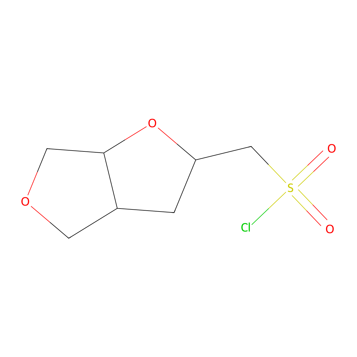 rac-[(2R,3aR,6aR)-hexahydrofuro[2,3-c]furan-2-yl]methanesulfonyl chloride molecular structure, CAS 2307750-20-3