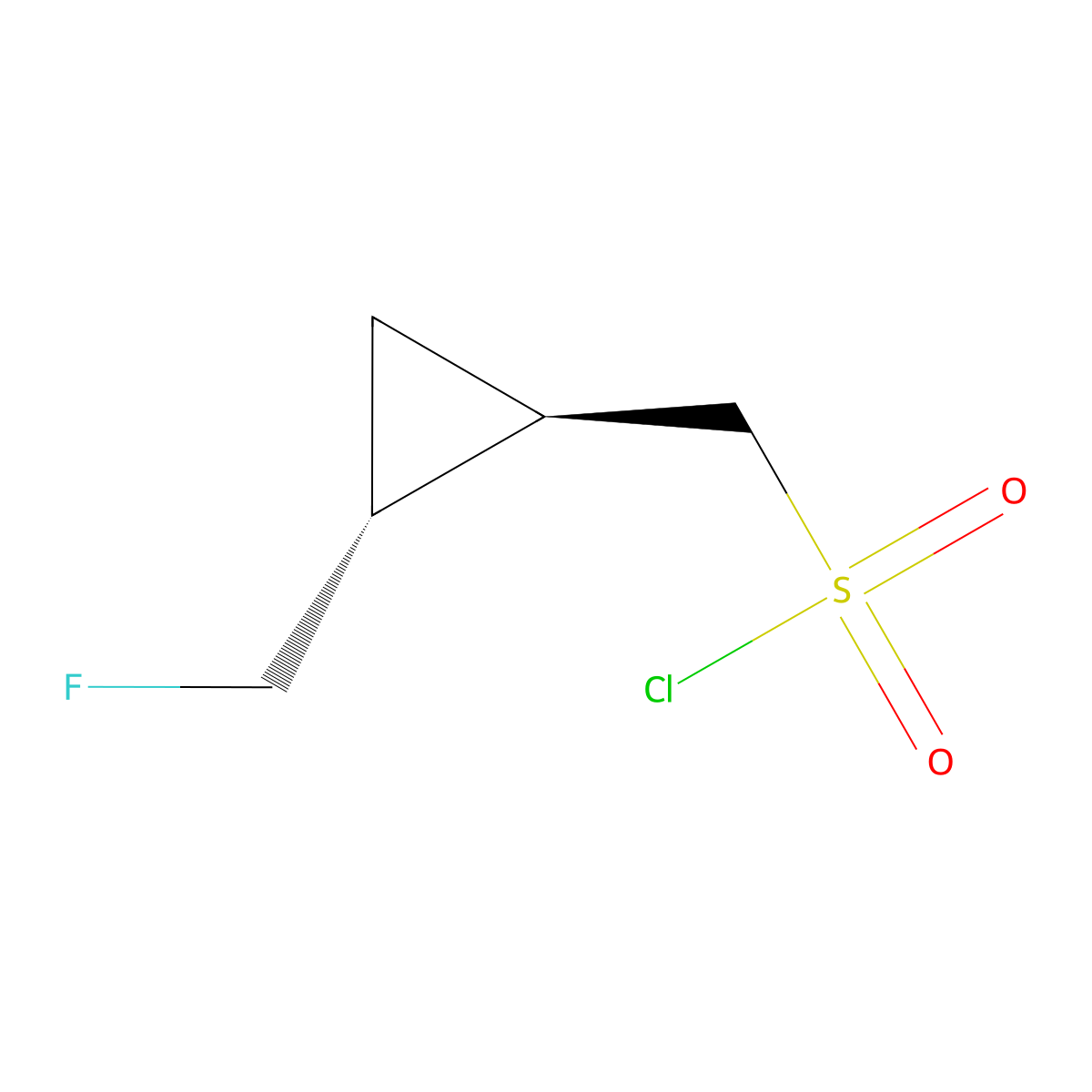 rac-((1R,2R)-2-(fluoromethyl)cyclopropyl)methanesulfonyl chloride molecular structure, CAS 2307750-37-2