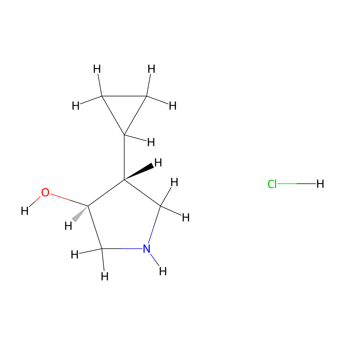 rac-(3R,4S)-4-cyclopropylpyrrolidin-3-ol hydrochloride molecular structure, CAS 2307752-04-9