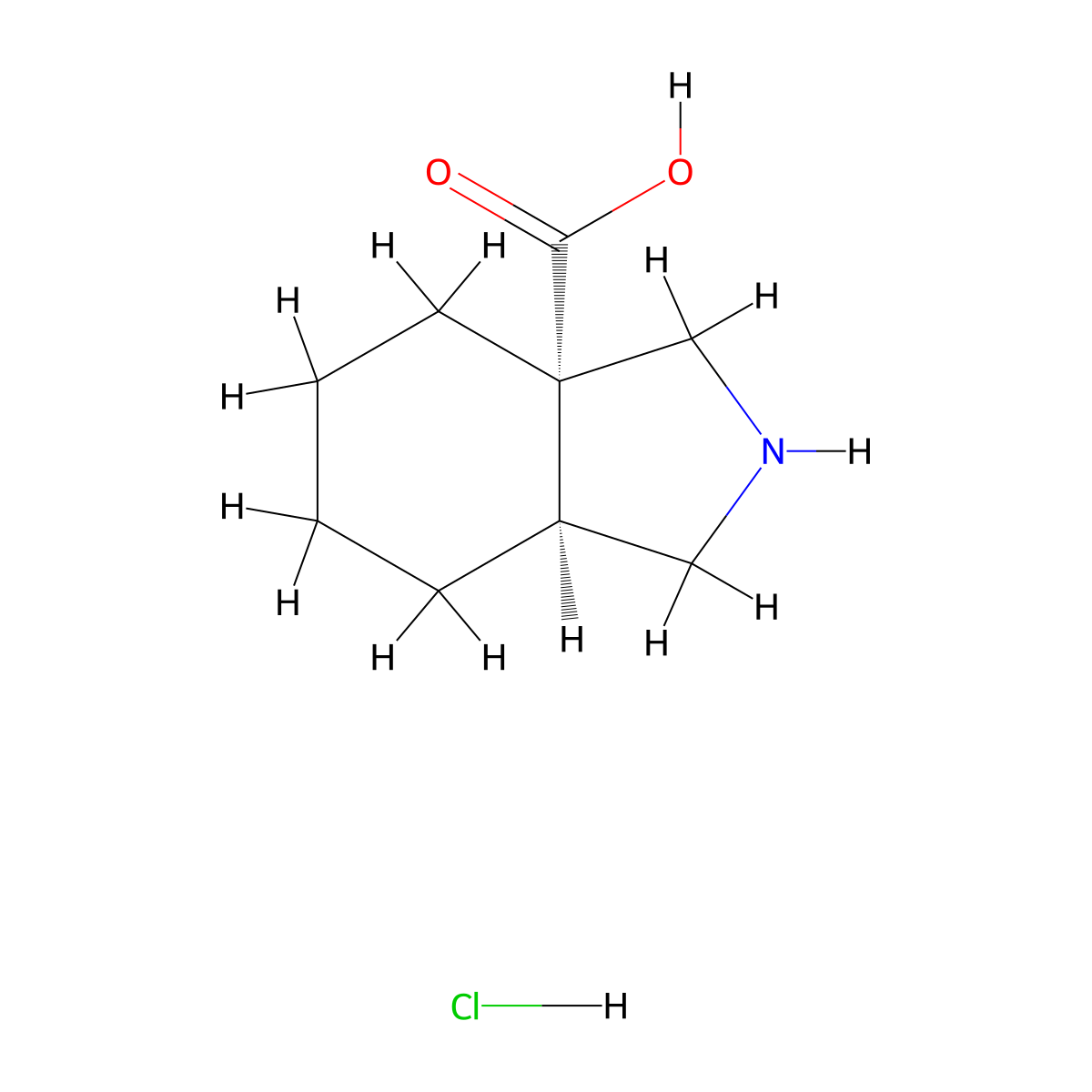 rac-(3aR,7aR)-octahydro-1H-isoindole-3a-carboxylicacidhydrochloride,cis molecular structure, CAS 2307752-46-9